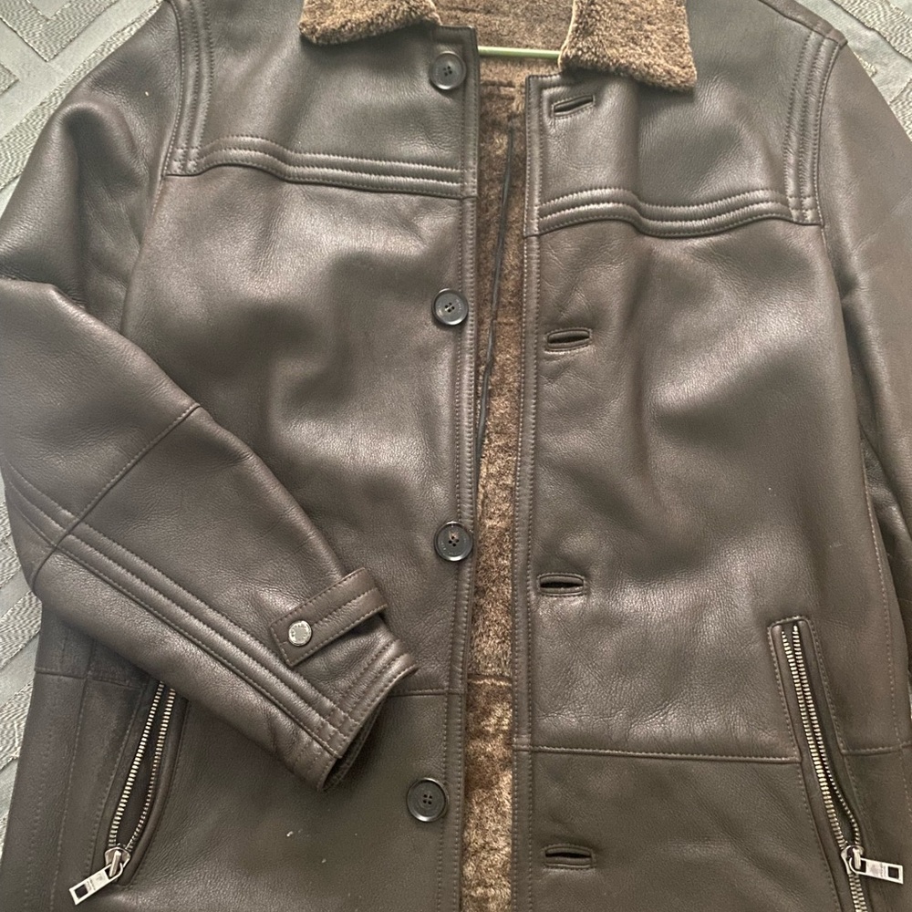 New Without Tag Beautiful Andrew Marc Men Brown Leather Jacket
